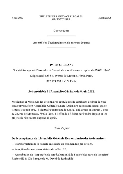 Fichier:Avis préalable de l assemblée générale de Paris Orléans du 8 juin 2012.pdf